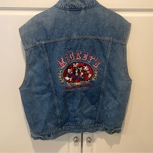 Mickey's World Traveler Reversible Denim Vest with Embroidered Design